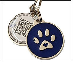 Various Color Round Shape Stainless Steel Pet Id Tags Custom Metal Logo Anti - Bite Structure