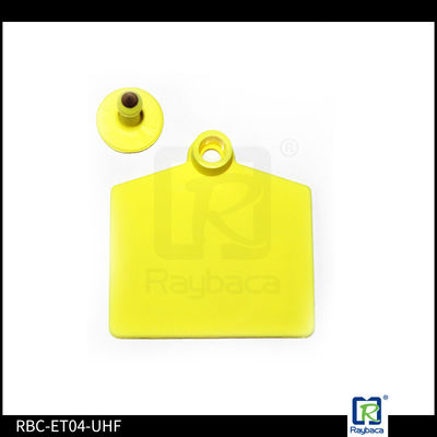 Yellow UHF RFID Engravable Cattle Ear Tags For Livestock