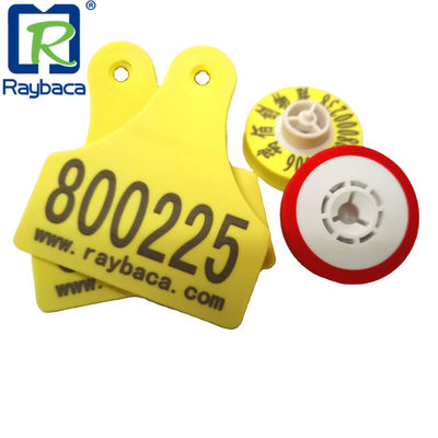 Livestock Identification RFID Animal Ear Tags Two Pieces Flag Shape