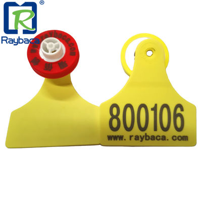 Livestock Identification RFID Animal Ear Tags Two Pieces Flag Shape