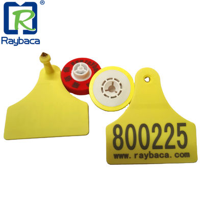 Livestock Identification RFID Animal Ear Tags Two Pieces Flag Shape